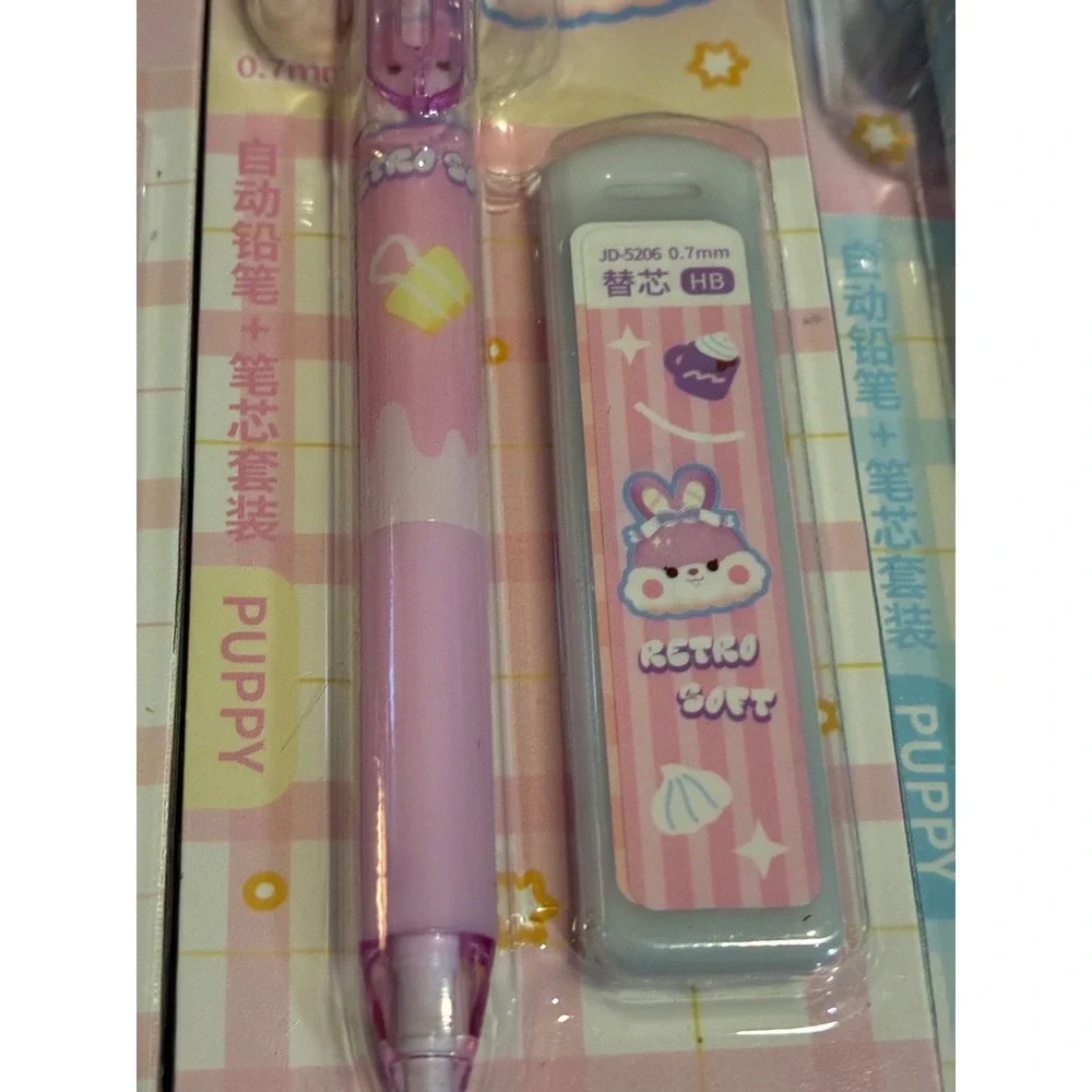 Jiandan Kawaii Mechanical Pencil Lead Set 0.7mm HB Pastel Bunny Bear 3pk